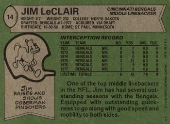 1978 Topps #14 Jim LeClair Back
