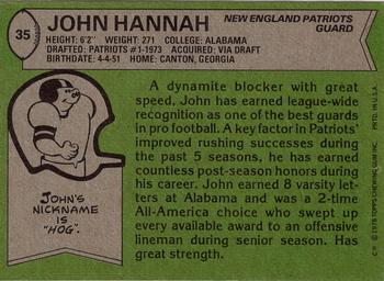 1978 Topps #35 John Hannah Back