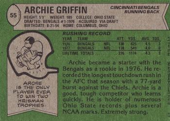 1978 Topps #55 Archie Griffin Back