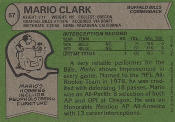 1978 Topps #57 Mario Clark Back