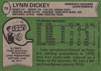 1978 Topps #78 Lynn Dickey Back