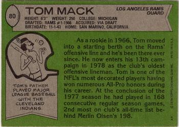 1978 Topps #80 Tom Mack Back