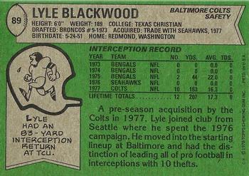 1978 Topps #89 Lyle Blackwood Back