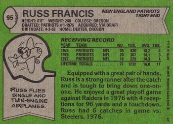 1978 Topps #95 Russ Francis Back