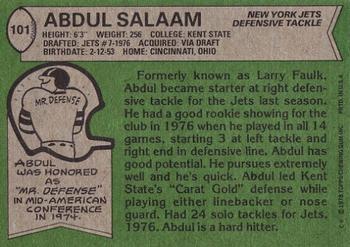 1978 Topps #101 Abdul Salaam Back