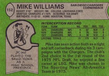 1978 Topps #152 Mike Williams Back