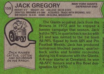 1978 Topps #159 Jack Gregory Back