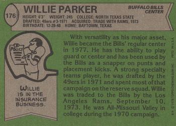 1978 Topps #176 Willie Parker Back