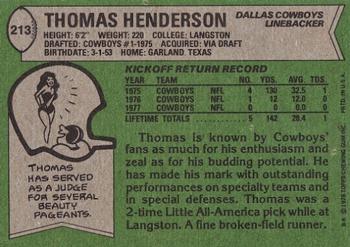 1978 Topps #213 Thomas Henderson Back