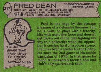 1978 Topps #217 Fred Dean Back