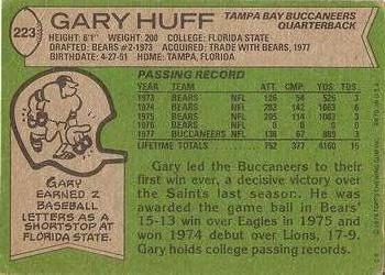 1978 Topps #223 Gary Huff Back