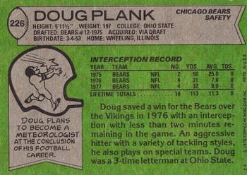 1978 Topps #226 Doug Plank Back