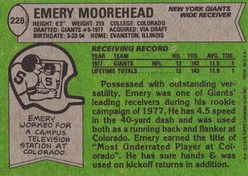 1978 Topps #228 Emery Moorehead Back