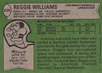 1978 Topps #229 Reggie Williams  Back