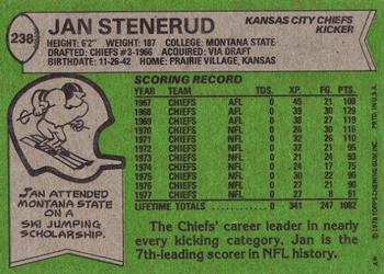 1978 Topps #238 Jan Stenerud Back