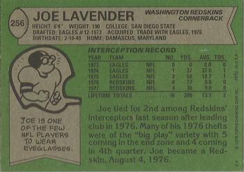 1978 Topps #256 Joe Lavender Back