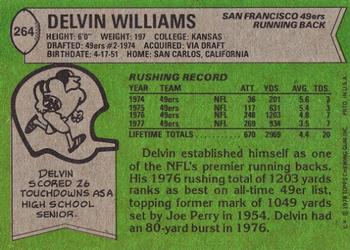 1978 Topps #264 Delvin Williams Back