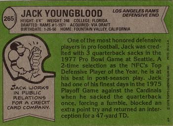 1978 Topps #265 Jack Youngblood Back