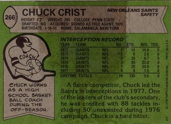 1978 Topps #266 Chuck Crist Back