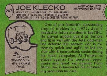 1978 Topps #287 Joe Klecko Back