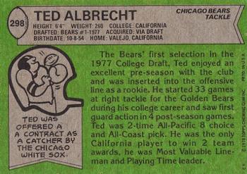 1978 Topps #298 Ted Albrecht Back