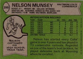 1978 Topps #299 Nelson Munsey Back
