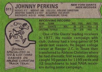 1978 Topps #311 Johnny Perkins Back