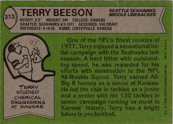 1978 Topps #313 Terry Beeson Back