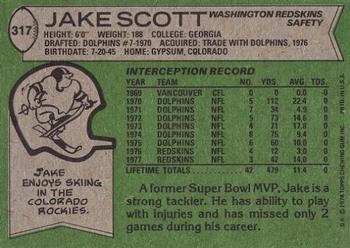 1978 Topps #317 Jake Scott Back