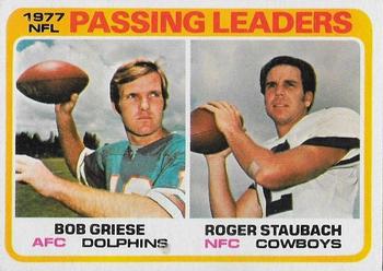 1978 Topps #331 1977 Passing Leaders (Bob Griese / Roger Staubach) Front