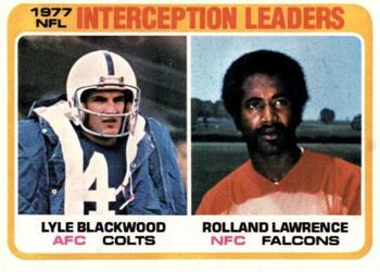 1978 Topps #335 1977 Interception Leaders (Lyle Blackwood / Rolland Lawrence) Front