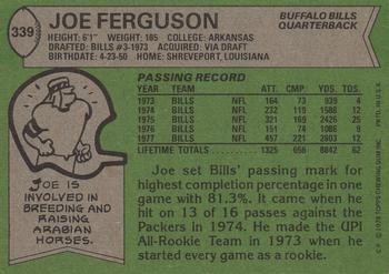 1978 Topps #339 Joe Ferguson Back