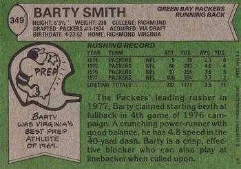 1978 Topps #349 Barty Smith Back