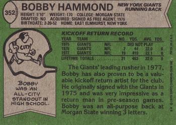 1978 Topps #352 Bobby Hammond Back