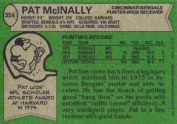 1978 Topps #354 Pat McInally Back