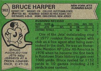 1978 Topps #362 Bruce Harper Back