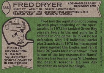 1978 Topps #366 Fred Dryer Back