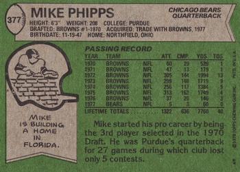 1978 Topps #377 Mike Phipps Back