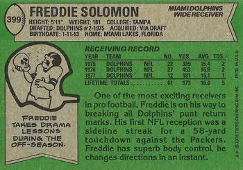 1978 Topps #399 Freddie Solomon Back
