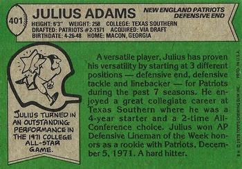 1978 Topps #401 Julius Adams Back