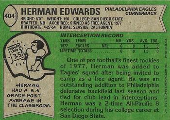 1978 Topps #404 Herman Edwards Back