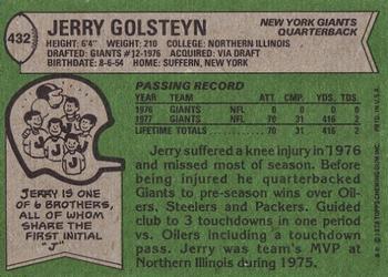1978 Topps #432 Jerry Golsteyn Back