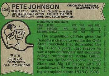 1978 Topps #434 Pete Johnson Back