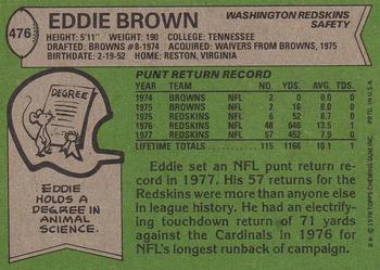 1978 Topps #476 Eddie Brown Back