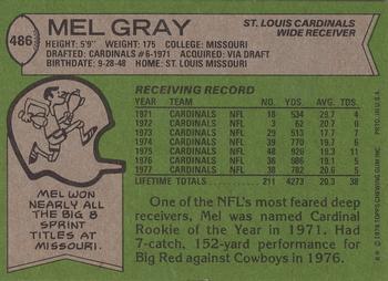 1978 Topps #486 Mel Gray Back