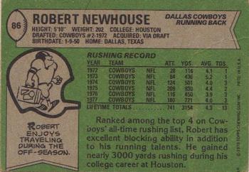 1978 Topps #86 Robert Newhouse Back