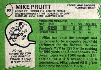 1978 Topps #93 Mike Pruitt Back