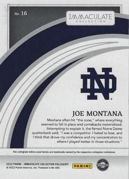 2022 Panini Immaculate Collection Collegiate #16 Joe Montana Back