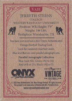 2022 Onyx Vintage - Blue Signature Autographs #VAJE Jerreth Sterns Back