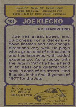 1979 Topps #101 Joe Klecko Back